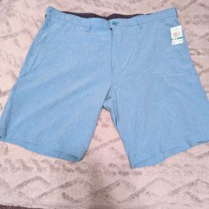 Mountain & Isles Men's Blue Hybrid Crosshatch Fabric Shorts Size 38